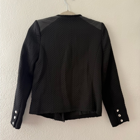 Iro Women's Size 1 Black Leather Shoulder Patches Phoebe Moto Jacket Jacket - Picture 6 of 14